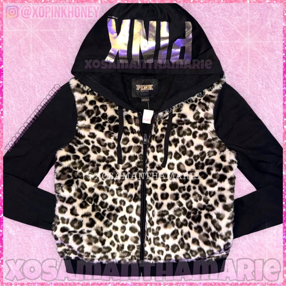 VS PINK Leopard Fur Hoodie